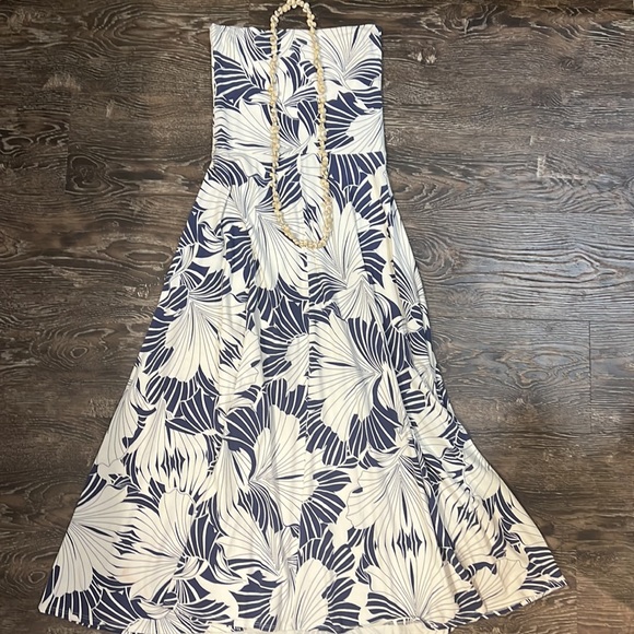 J. Crew strapless white and blue maxi dress Small - Picture 2 of 10